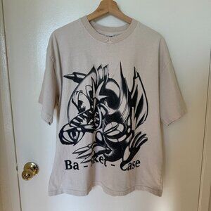 Basketcase Tan Blue Eyes White Dragon Too Graphic Crew Neck T-Shirt L​